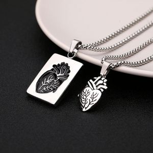 Collar Sencillo de Acero Inoxidable para Hombre, Estilo Antiguo, con Colgante en Forma de Corazón, Cadena de Cuentas, Estilo Rock, Collar para Parejas Unisex - Product Image 2