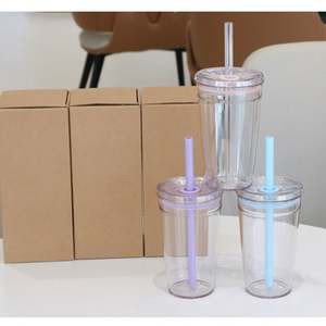 Vaso de Plástico Transparente Reutilizable de 450 ml con Logotipo Personalizado para Café, Té con Leche, Jugo de Frutas, con Pajita - Product Image 4