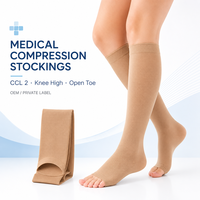 Medias de Compresión Médicas CCL 2, Hasta la Rodilla, Punta Abierta, Compresión Graduada, Marca Privada OEM