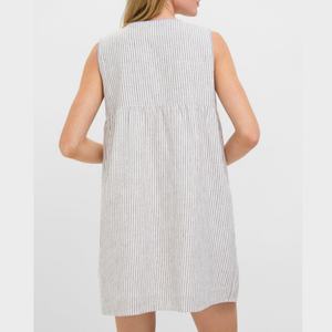 Nuevo Vestido Casual de Verano a Rayas con Bolsillos Delanteros, Sin Mangas, Bordado Floral, para Mujer - Product Image 2