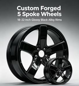 JJSEES Jantes de voiture forgées sur mesure à <span class=keywords><strong>5</strong></span> branches, 18-22 pouces, finition noir brillant ou mat, entraxes 5x112 5x114.3, ET personnalisé pour Audi BMW Tesla Toyota Honda - Product Image 2