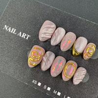 Ongles Press-on Faits Main en Gros de Haute Qualité Réutilisables Forme Amande Design 3D Teinte Aurore