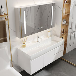 Conjunto de Muebles de Baño Modernos y Minimalistas con Lavabo de Piedra Integrado, <span class=keywords><strong>Espejo</strong></span> con Iluminación <span class=keywords><strong>Antivaho</strong></span> - Product Image 1