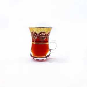 क्लासिक कॉफी चाय पानी के गिलास कारखाने सौंदर्य हस्तनिर्मित तुर्की सोने और चांदी पीने गोल्डन पेंटिंग कप सेट