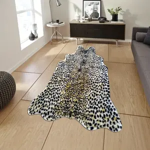 豹纹垫人造毛皮大豹纹地毯动物印花地毯完美在家庭办公室客厅卧室地毯