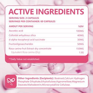 Exporteer Volwassen Rozenbottel Extract Capsules 60 stuks Vitamine C Oraal Supplement Lichtbestendig Op Kamertemperatuur - Product Image 2