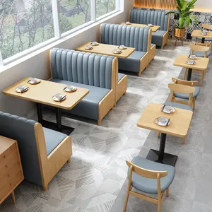 Conjunto de mesa y silla para restaurante, mobiliario de color negro personalizado, asientos de cabina de restaurante, moderno, barato