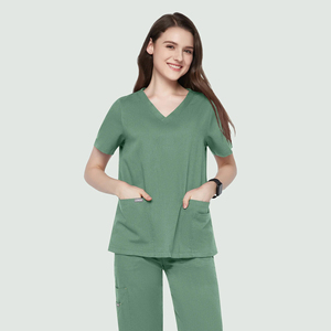 Uniformes Médicos Personalizados de Estilo Americano para Enfermeras, con Cuello en V y Pantalones Cargo, Diseño Elástico en 4 Direcciones - Product Image 2