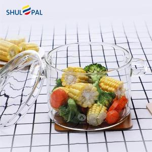 Pentole in vetro borosilicato all'ingrosso pentola in vetro e pentola con doppio manico e coperchio - Product Image 4