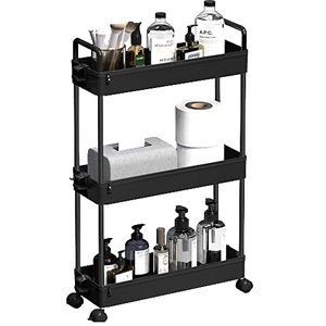 رف تخزين بلاستيكي حديث ثلاثي الطبقات للمطبخ مع عجلات متعدد الوظائف غير قابل للطي YHN-474-3P - Product Image 1