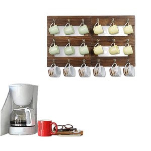 Retro Solid Wood <b>Wall</b> Mounted Coffee Cup Rack 3 Tier <b>Hanging</b> <b>Storage</b> Shelf For Kitchen Farmhouse Style - Product Image 5