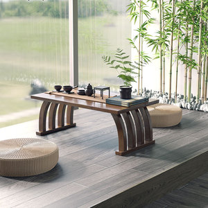 Table de fenêtre en baie de style japonais, table basse en bois massif, faite à la main pour salon ou chambre, table à thé Tatami - Product Image 1