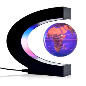 Colored LED Light Anti Gravity Globe C Shape Magnetic Levitation Floating Globe World Map for Children Gift