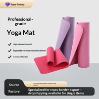 Tapis de yoga NBR en gros transfrontalier, épaissi, antidérapant, élargi 183 cm 8 mm, avec logo rayé, pour la danse et le sport