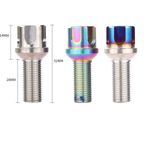 Boulons de roue creux en alliage de titane Getitall M14x1.5 1.25 pour voitures allemandes, remplacement de moyeu de roue, finition argentée arc-en-ciel bleu - Product Image 4