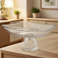 Plaque de verre cristal moderne avec base en forme de noeud Surface claire pour restaurant hôtel maison fête Milkshake crème glacée servant