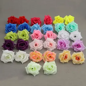 थोक शादी रेशम फूल सजावट गुलाब DIY फूल व्यवस्था कट्टर रेशम गुलाब फूल सिर