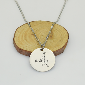 Colgante circular de 12 constelaciones para hombre y mujer, Horóscopo de la <span class=keywords><strong>suerte</strong></span>, joyería grabada, ajustable, acero inoxidable, signo del zodiaco, collar - Product Image 4
