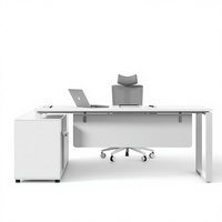 Ensemble bureau et chaise en bois en forme de L, simple et moderne, pour usage professionnel (dirigeant/président/général directeur), détachable et verrouillable