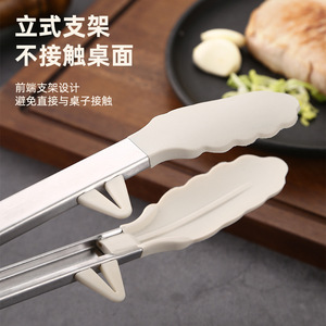 Good And Efficient Silicone Food Tongs Heat Resistant For BBQ Steak Grilling Outdoor Cooking Tools White Color - Product Image 4