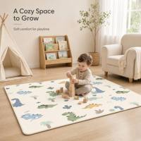Tapis de sol portable en polaire corail pour enfants, antidérapant, imprimé animaux, pour chambre, salon, usage domestique – Vente directe usine