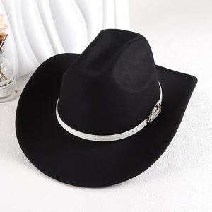 Sombrero de Vaquero ZhenXi M56-58cm, Color Sólido, Ala Ancha, Estilo Fedora de Lana - Product Image 2