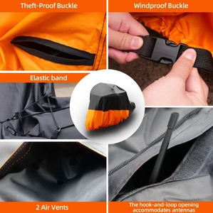 Usine Vente Chaude 420D Supérieur Noir Inférieur Orange Couverture De Moto Étanche Peut Être Personnalisé - Product Image 5