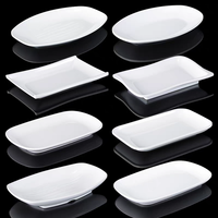 Assiettes rectangulaires en mélamine blanches HCMA, incassables, réutilisables, pour servir des sushis, des salades, pour la restauration, en plastique, pour fondue, barbecue