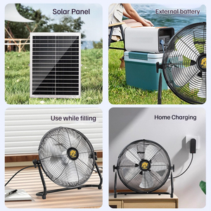 Ventilatore da Pavimento Ricaricabile 12/14 Pollici, 12V ad Alta Velocità con 5 Pale, Ventilatore Portatile <span class=keywords><strong>in</strong></span> <span class=keywords><strong>Metallo</strong></span> per Casa, Ufficio e Campeggio - Product Image 6