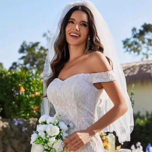 Mermaid Wedding Dress Off Shoulder <b>Lace</b> Sweetheart Neckline Ivory <b>White</b> Long Gown Natural Waistline Zipper Closure - Product Image 3