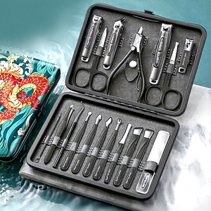Set de Manicura y Pedicura de 18 Piezas, Kit Portátil de Cortauñas de Acero Inoxidable, Herramientas de Cuidado Personal con Estuche para el Hogar o Salón - Product Image 1