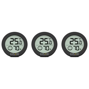 Termometro ambiente (1,36x5,5cm) set 3 pz con allarme anti-muffa Black WSH0008 - Product Image 1