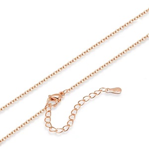 Cadena de imitación de plata 925 con cruz, cadena tipo O para mujer, acabada en oro real con colgante que conserva el color, cadena extendida. - Product Image 2