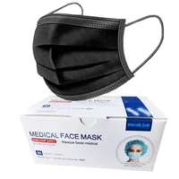 אוזן לולאה מסכות Dispos Medic פנים מסכת 3Pli חדש Marsk חד פעמי תיבת 50 שחור 3 רובדי Facemask