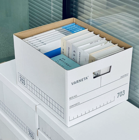Customized Eco-Friendly Foldable Dustproof Rectangular Storage Box Kraft Corrugated Four-Color Printing Office File Sorting