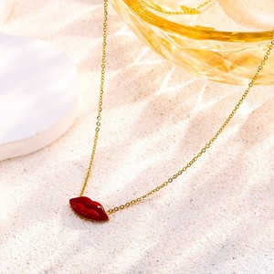 Collana con Ciondolo a Forma di Labbra Rosse Placcato Oro, Stile Coreano, in Acciaio Inossidabile, Gioielli <span class=keywords><strong>per</strong></span> Donne - Product Image 6
