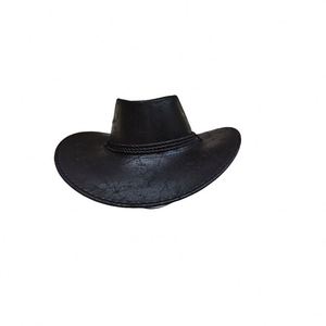 Nuevo Sombrero Vaquero de Cuero Unisex con Parte Superior Plana, Estilo Jazz, Idea de Regalo Moderna - Product Image 3