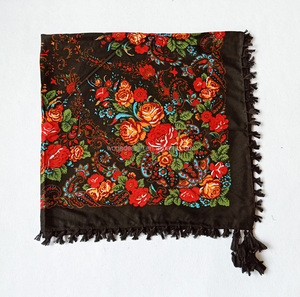 Stile russo pronto per <span class=keywords><strong>la</strong></span> spedizione in Ucraina scialle scialle sciarpe con stampa floreale donna cotone quadrato scialle sciarpa con stampa floreale - Product Image 2