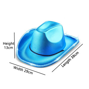 Sombrero de Vaquera con Luces LED <span class=keywords><strong>para</strong></span> Fiesta Disco, Ala Brillante, Estilo Occidental, Discoteca, Baile, Festival de Música, Accesorio de Disfraz Divertido <span class=keywords><strong>para</strong></span> Adultos y Niños - Product Image 3