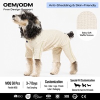 Combinaison quatre-pattes en coton gaufré pour chien, broderie 3D fruits, longueur dos réglable, printemps, OEM ODM