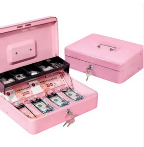 Wholesale High Quality Pink Money Saving Bank Cash <b>Box</b> Coin Slot and Key <b>Lock</b> 2 Keys Strongbox Cash <b>Box</b> for Children - Product Image 1