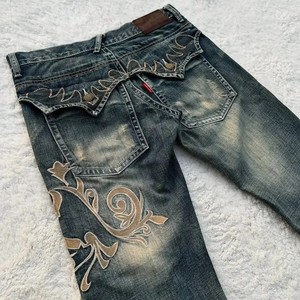Vaqueros Casuales y Elegantes para Mujer, Estilo Vintage Y2K, Vaqueros Anchos de Mezclilla Lavada con Bordado - Product Image 4