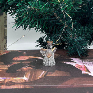 Ornements peints à la main <span class=keywords><strong>MRS</strong></span>, figurines d'anges en verre transparent brillant, décoration de table de Noël pour la maison - Product Image 5