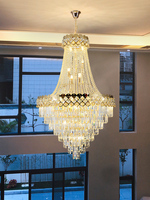 Lustre de luxe à hauteur réglable grande lampe suspendue intérieure en cristal creux pour villa salon et escalier