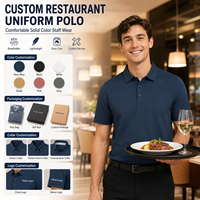 Polo personnalisé pour restaurant, uniforme de travail pour homme, couleur unie, logo OEM, uniforme de travail pour le personnel, vente en gros