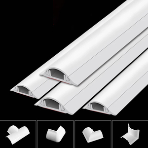 N. 3 30mm/1.18 "H di larghezza esterna in plastica bianca cavo Trunking cordino pavimento con supporto adesivo decorativo elettrico - Product Image 2