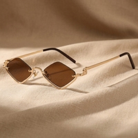 Nouvelles Lunettes de Soleil de Luxe 2026 de Marque Designer, Monture Métallique Polygone Tendance Demi-Cerclée, Verres Noirs, pour Hommes et Femmes, Idéales pour Soirées et Événements