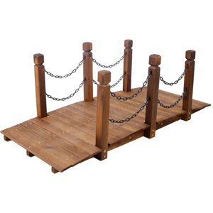 Pont de jardin en bois de 5 pieds avec balustrades en chaîne pour clôture de bassin de jardin, style traditionnel décoratif - Product Image 3