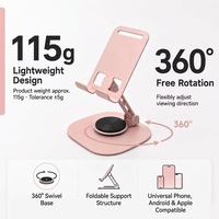 Support de téléphone pliable en métal à rotation 360°, réglable en hauteur, support de bureau flexible pour téléphone portable et tablette, emballage personnalisé