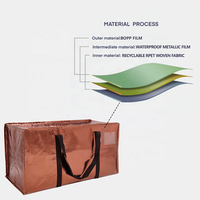 2PCS Tas Pindahan Lipat Ekstra Besar Warna Coklat 60L, Dapat Didaur Ulang, Hemat Tempat, Dilengkapi Ritsleting dan Pegangan, Kain Kompresi, Kapasitas 12kg